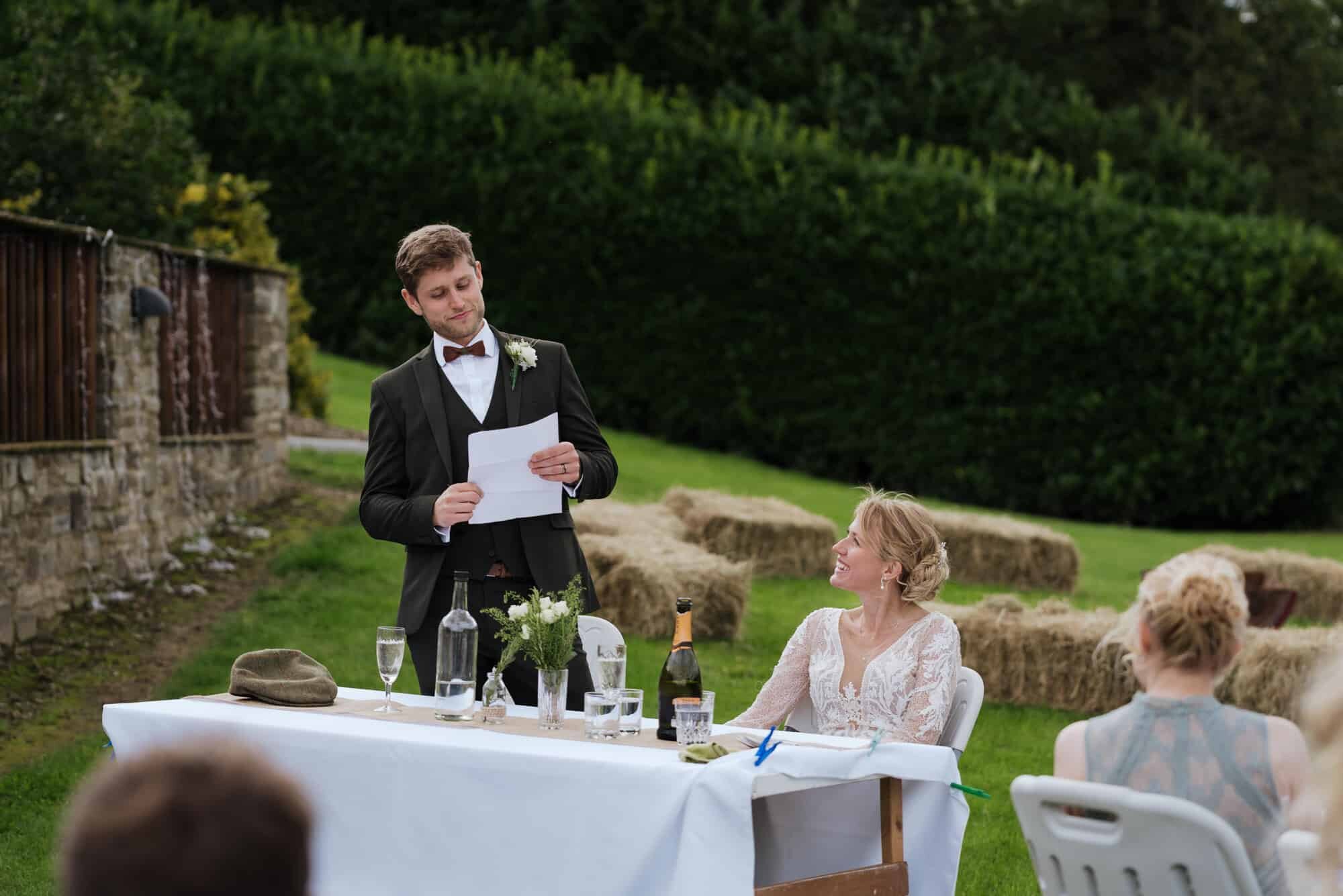 Grooms speech at intimate micro wedding