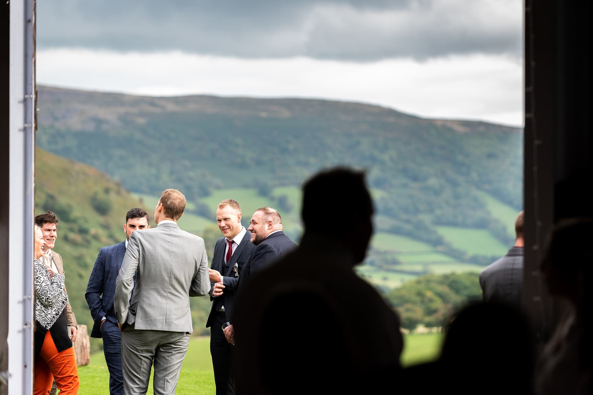 Wedding guests with spectacular views at Sugar Loaf Barn