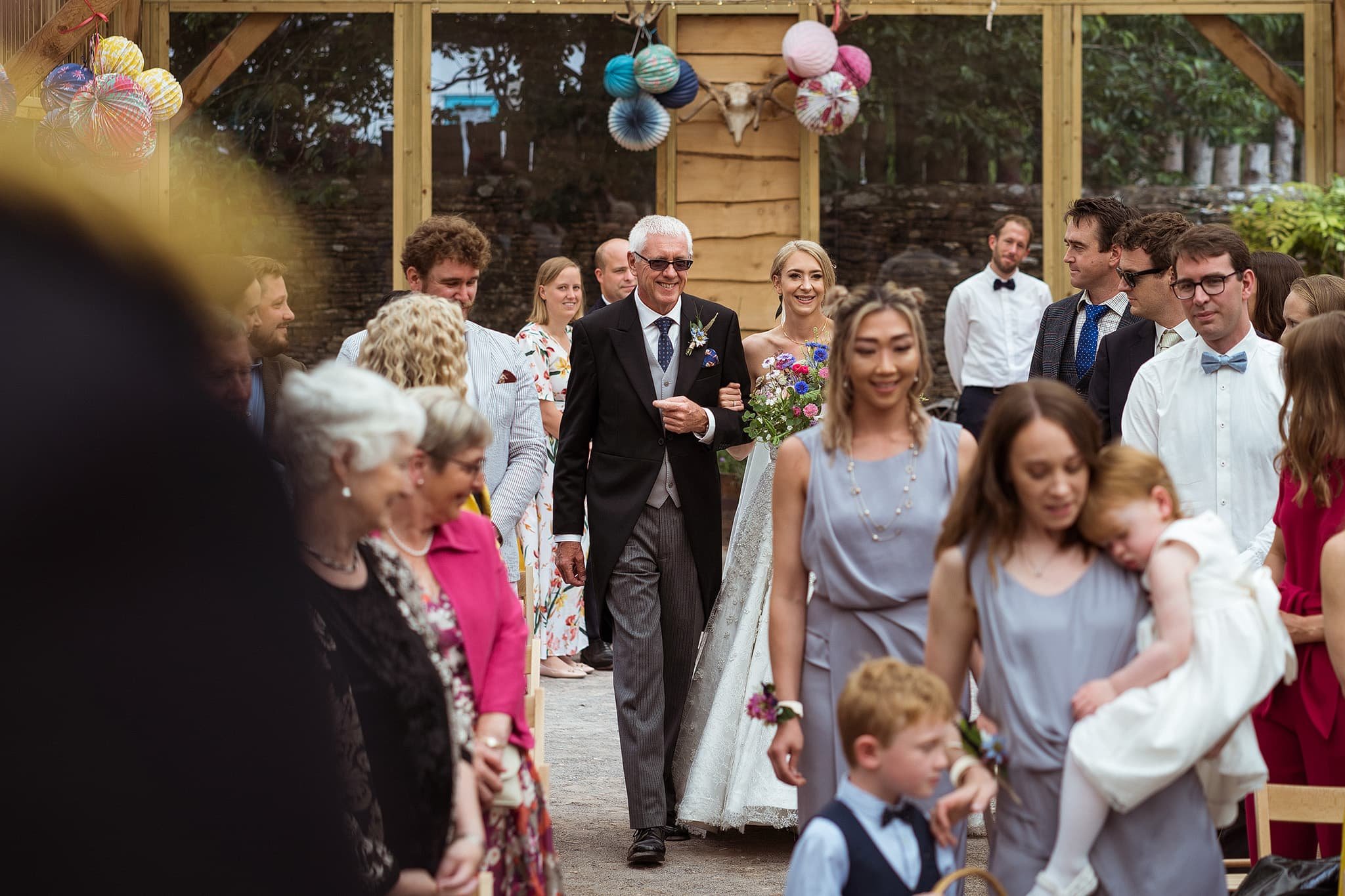 Father of bride walks daughter down aisle at Holford Arms wedding