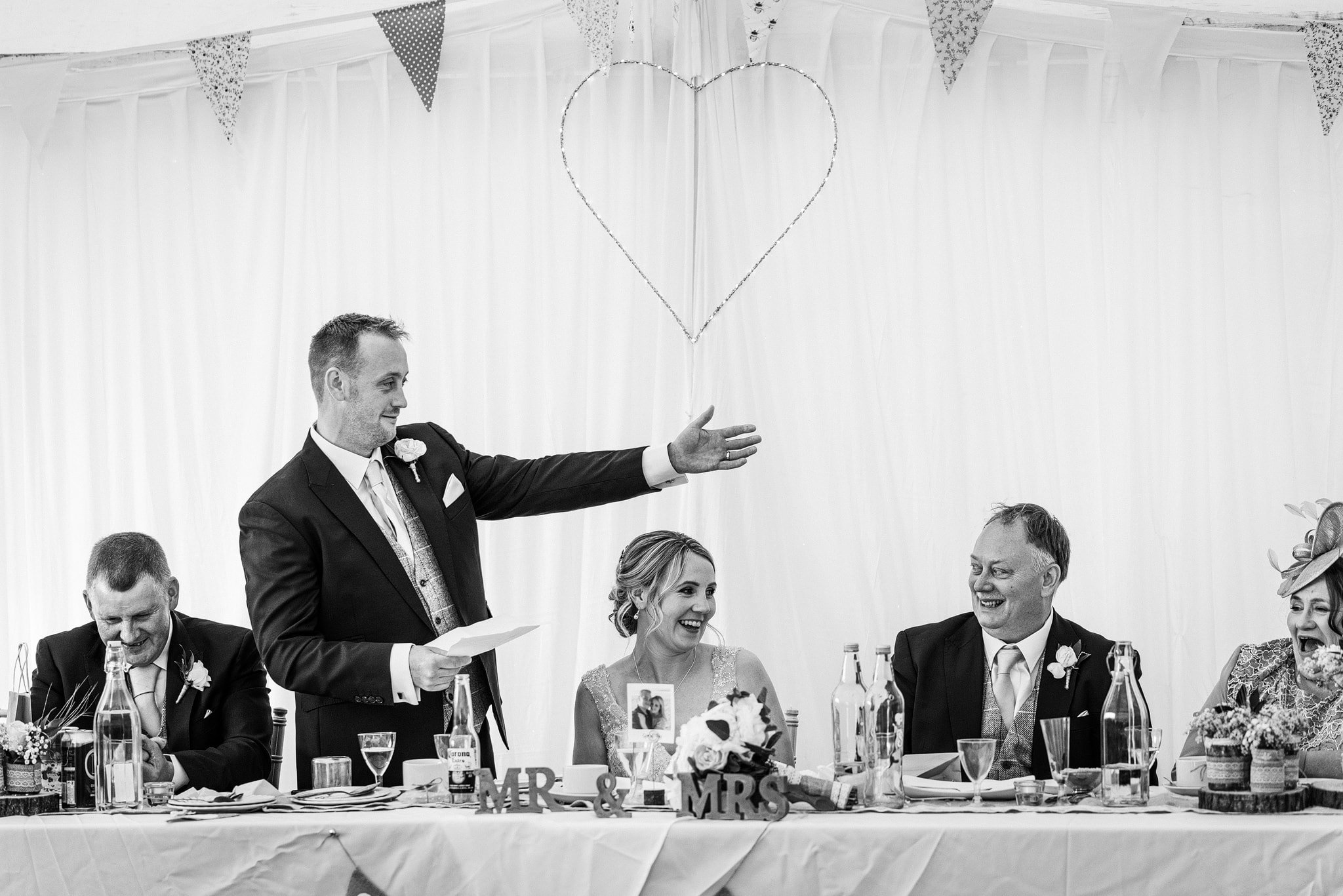 Groom introducing Best Man during wedding speeches