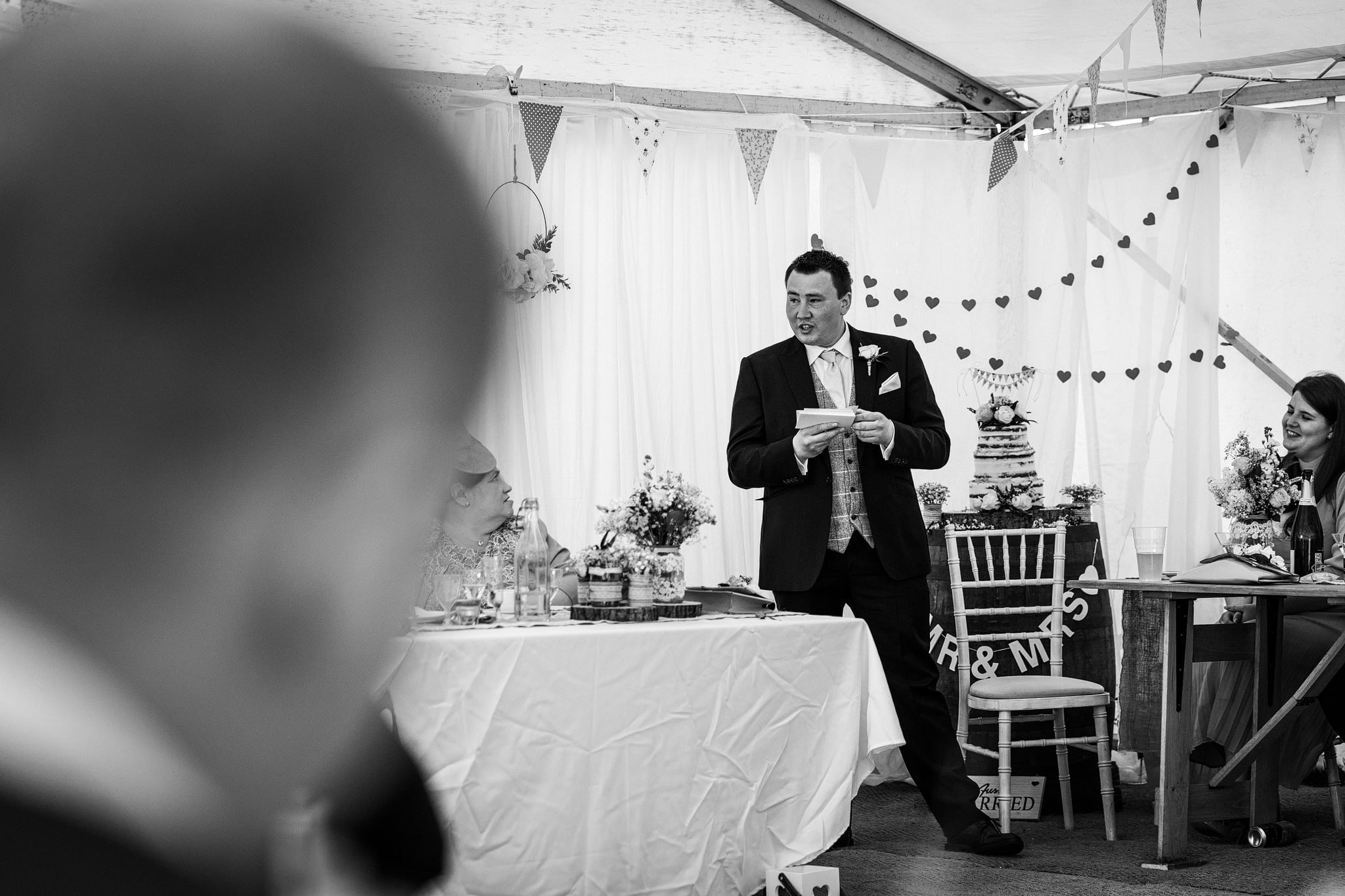 Best man giving speech at Brecon Beacons Wedding