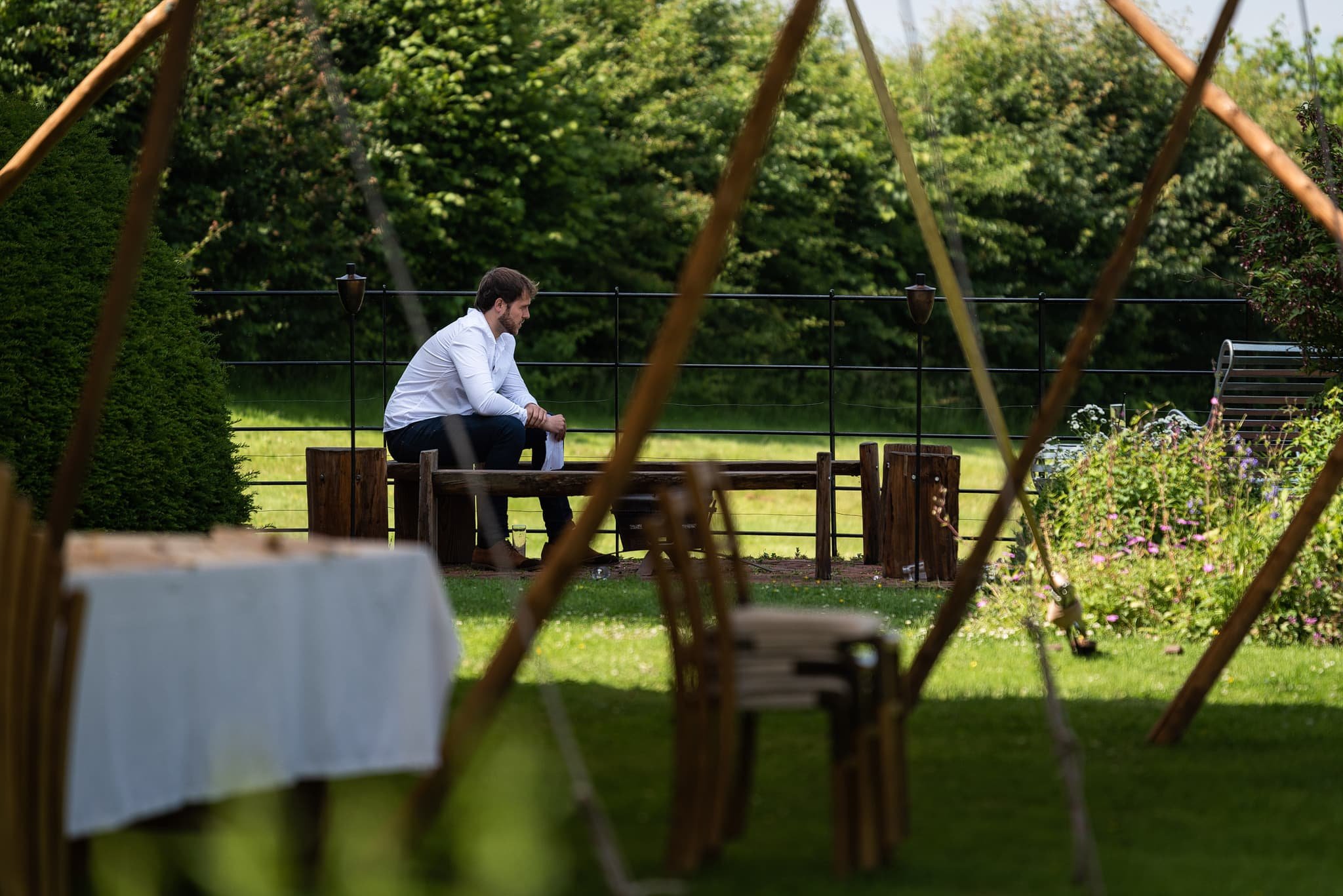 Groom sat in Dewsall Court grounds