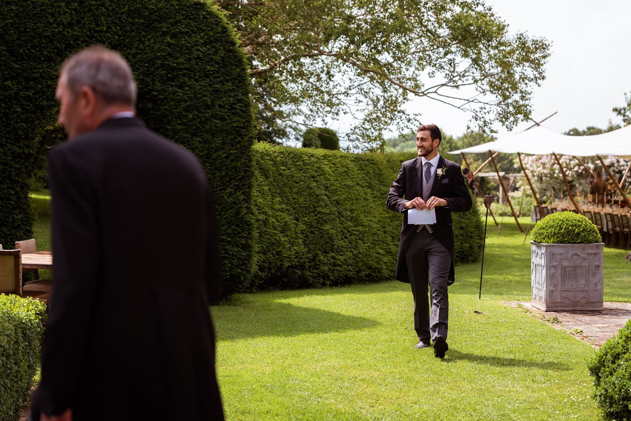 Wedding guests at Dewsall Court