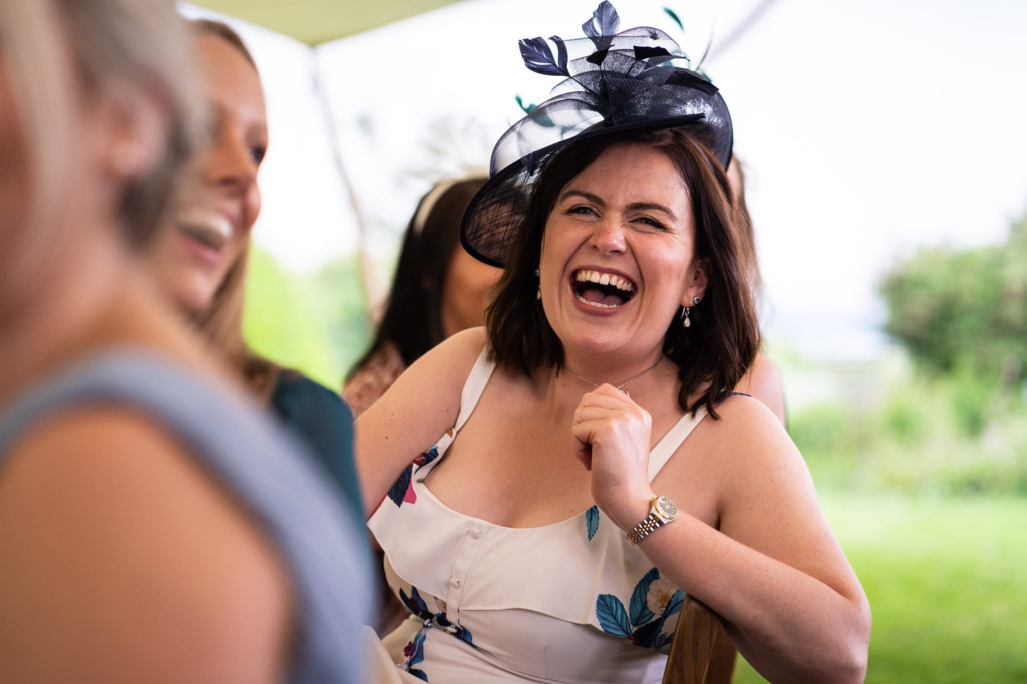 Laughter during speeches at Dewsall Court wedding