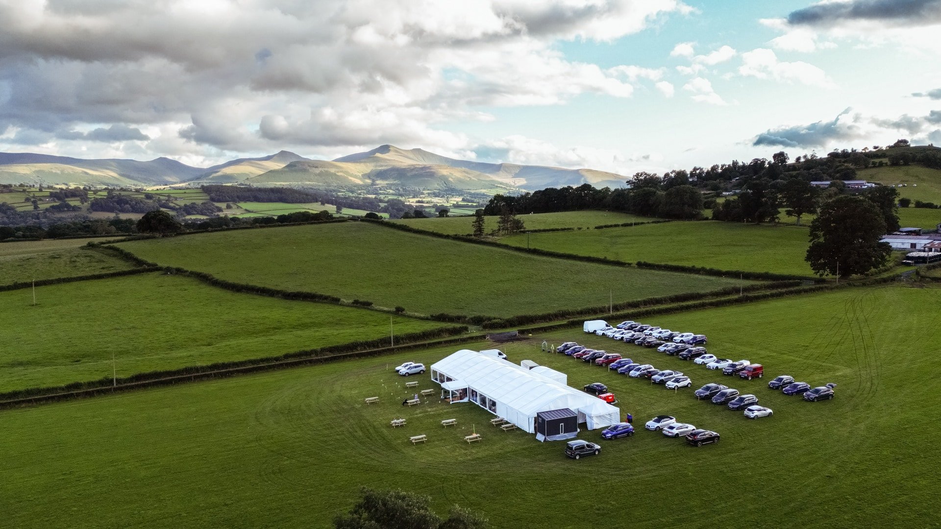 Photo from drone at Brecon wedding