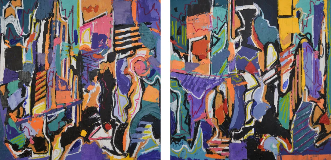 One Day Two panels; 24 x 48 inches. Oil on Wood, 2015