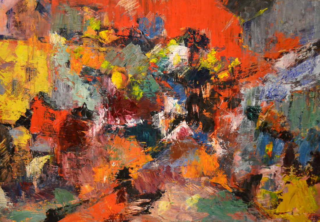 Street Reds 22.5 x 32 inches, Oil on wood, 2012