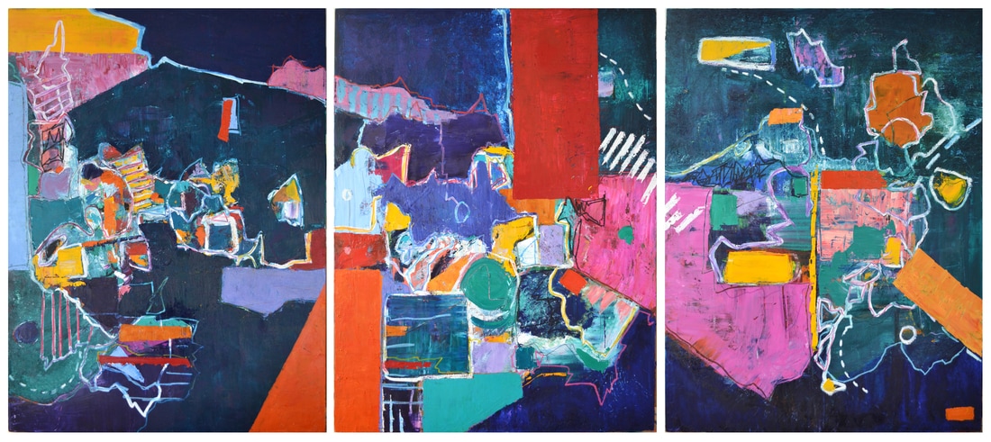 Not Yet Three panels; each 48 x 36 inches (total: 48 x 108 inches). Oil on Canvas, 2017 (SOLD)