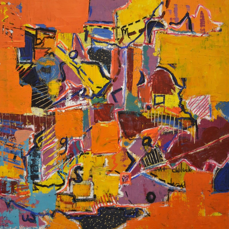 Listen 24 x 23.75 inches. Oil Paint & Oil Pastel on Wood, 2015 ( AVAILABLE )