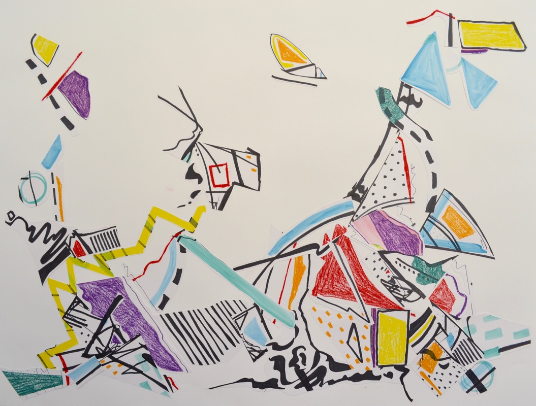 Stay Here, 50 x 38 inches. Pen, Watercolor, Water-Soluble Wax Crayon, Paper, 2015.