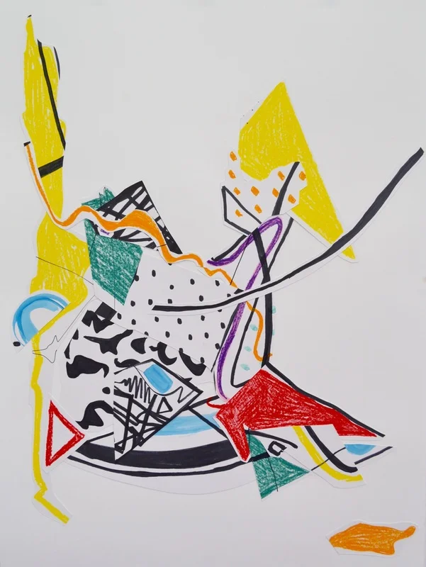Swayed, 22 x 30 inches. Pen, Watercolor, Water-Soluble Wax Crayon, Paper, 2015.
