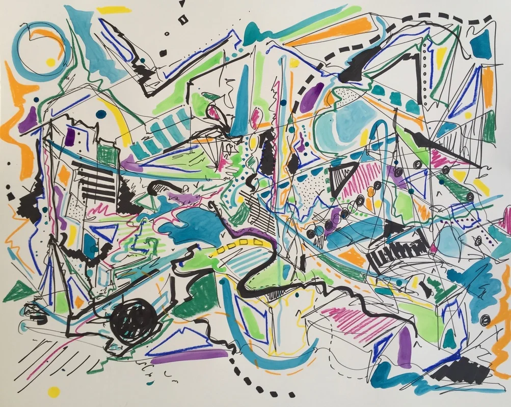 On Land , 24 x 19 inches, Pen and Watercolor, 2015.