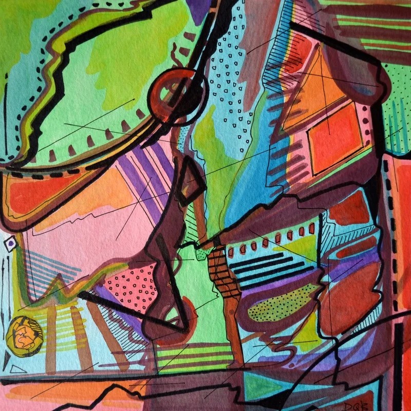 Thirteen , 8 x 8 inches, Pen and Watercolor, 2015.