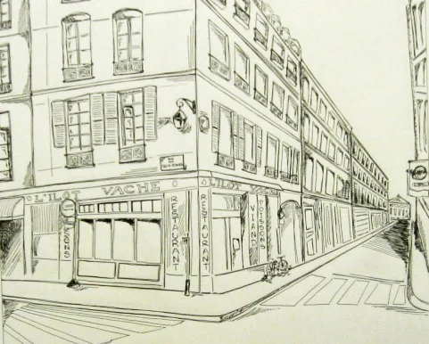 L'Ilot Vache, 36 x 24 inches. Ink on paper, 2009.