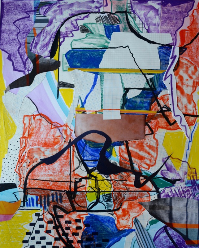 Untitled, 13.5 x 16.5 inches. Pen, Watercolor, Water-Soluble Wax Crayon, Paper, 2016. (AVAILABLE)