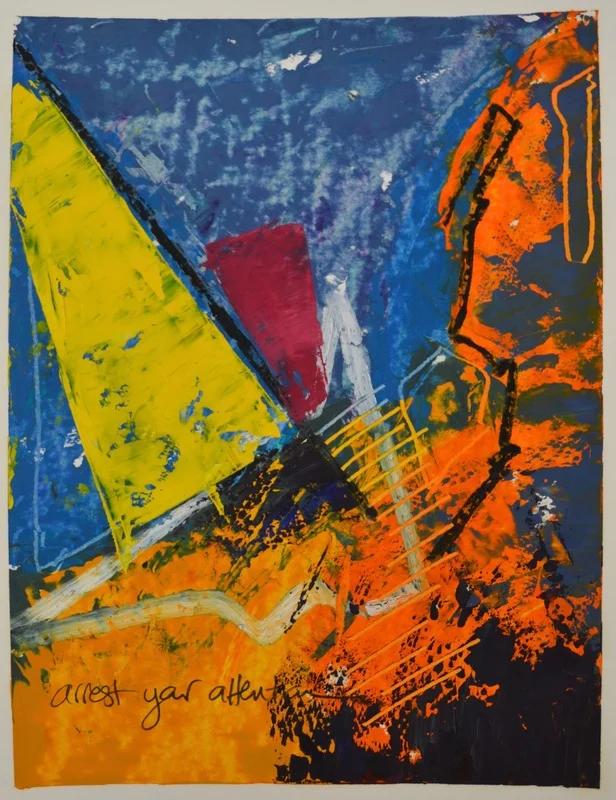 Arrest Your Attention, 11 x 14 inches. Oil Paint and Oil Pastel on Paper, 2015. (AVAILABLE)