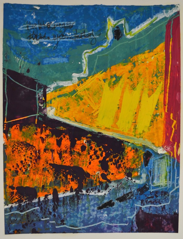 Think, 11 x 14 inches. Oil Paint and Oil Pastel on Paper, 2015. (AVAILABLE)