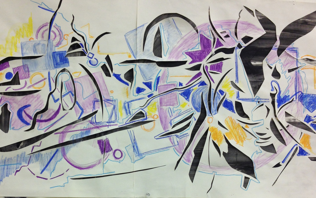 Crescents; 144 x 36 inches; Acrylic, Pen, and Water-Soluble Wax on paper; 2012