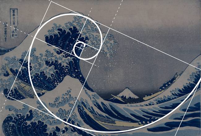 Hokusai's "Great Wave off Kanagawa" with Golden Ratio overlay
