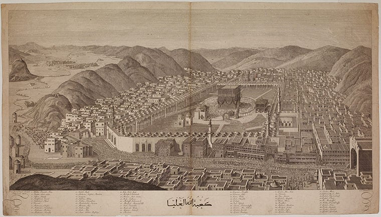 Engraving of Mecca by Carl Ponheimer (1803), based on an illustration in Mouradgea d’Ohsson’s 1787 Tableau Général de l’Empire Ottoman 