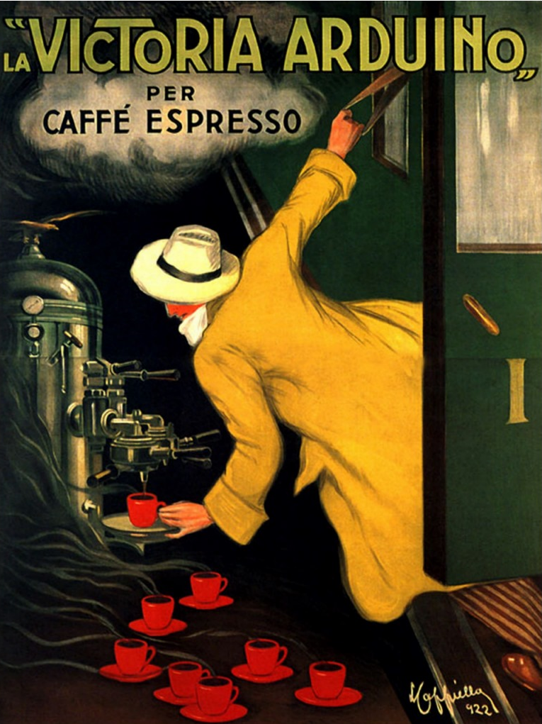 Victoria Arduino espresso advertising poster, circa 1920's (source: smithsonianmag.com )