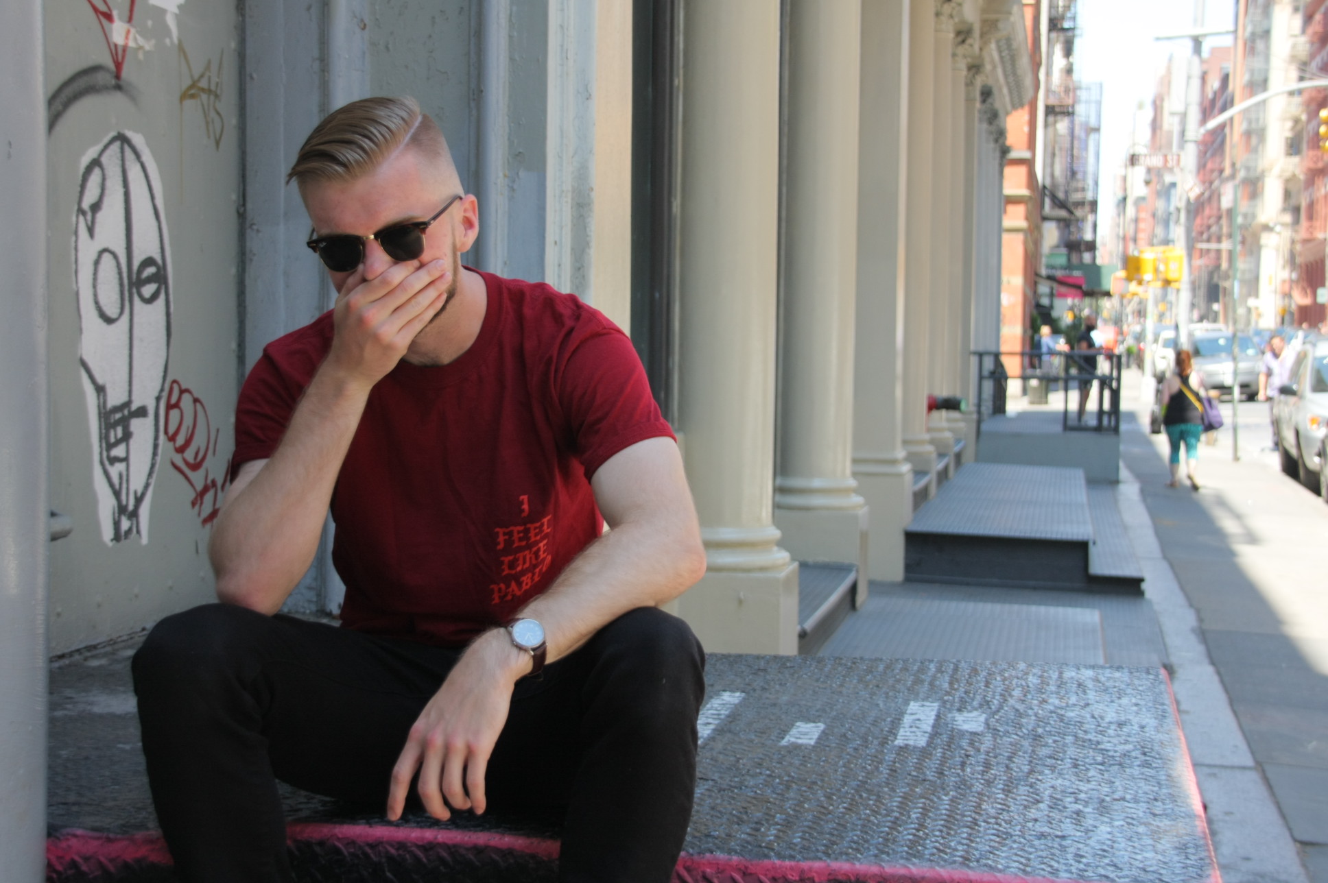 Kanye West x Gildan/Uniqlo/Ray-Ban/Timex (photo by Kristen Lovely)