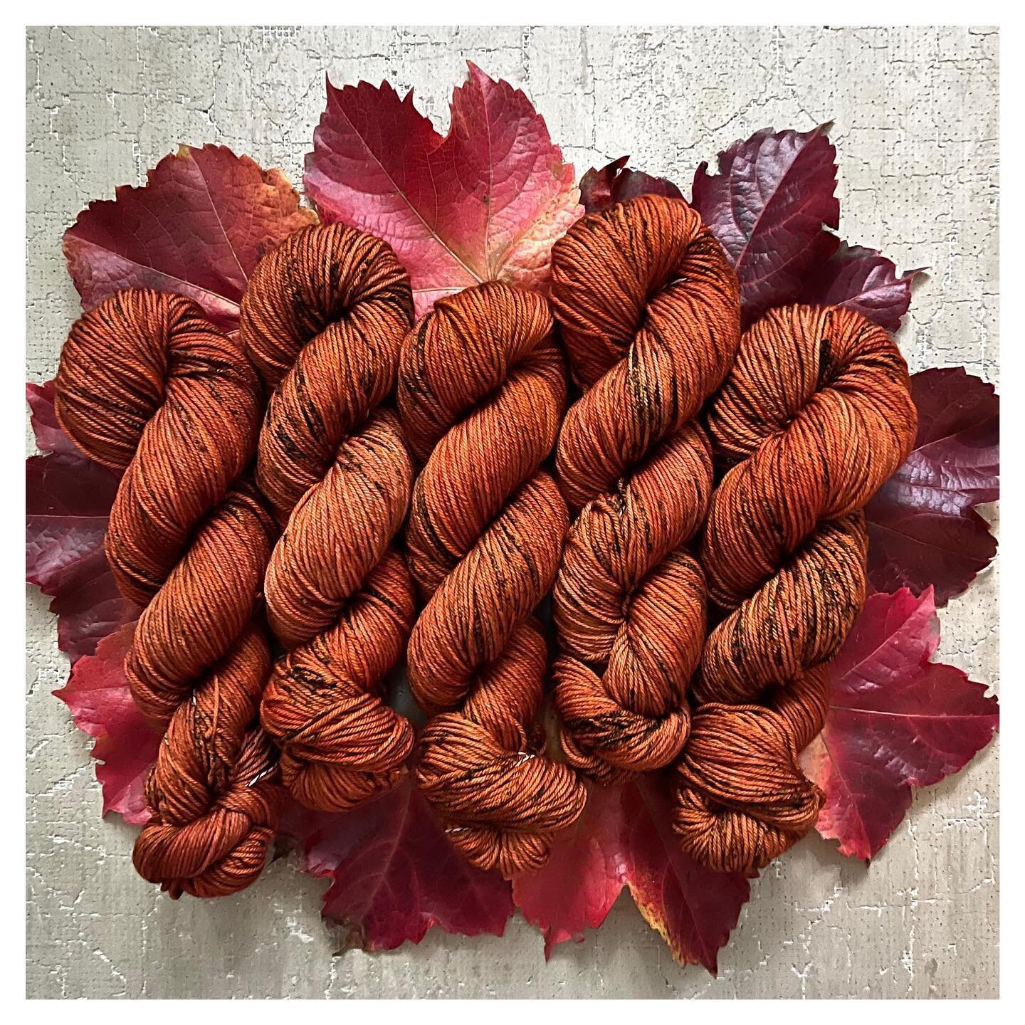 A rich deep orange rust that really captures the essence of autumn 🍂 new colorway Evening Cider part of my fall collection. Will be available on DK &amp; sock on Black Friday.
.
.
#swiftyarns #fallcolors #fallyarn #yarn #slowfashion #knitter #knitsp