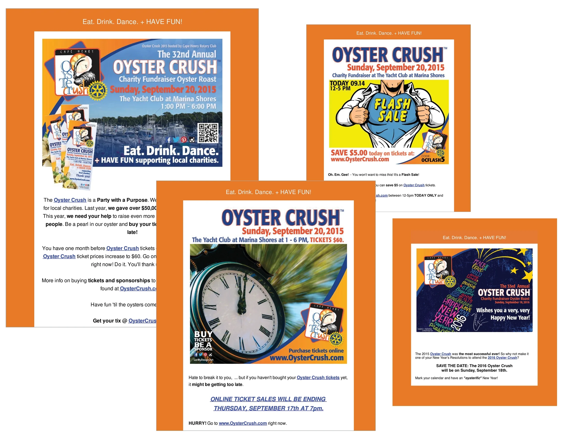 Oyster Crush Charity Fundraiser Email Campaign