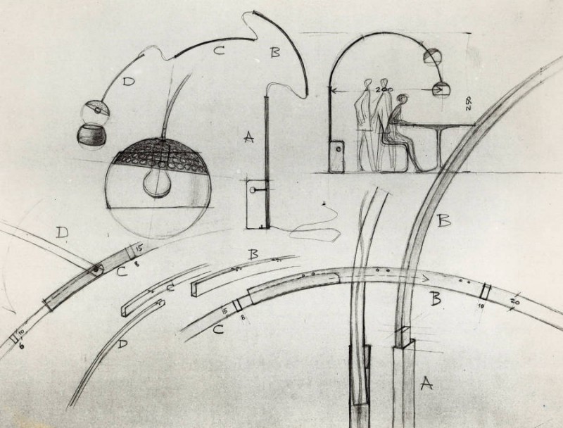 original sketches by Achille and Pier Giacomo Castiglioni (1962)