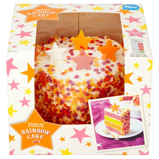 Tesco's Rainbow Sponge Cake - although this is colourful inside it is not too overpowering with colour. If you do pick this cake though, be sure to match the decorations and theme of the shoot to the colours of the cake.