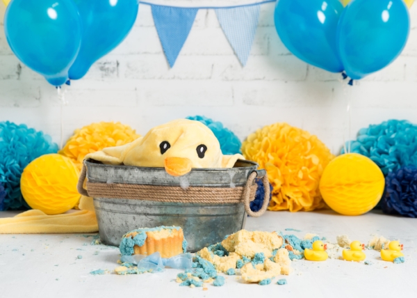 duck blue yellow cakesmash splash