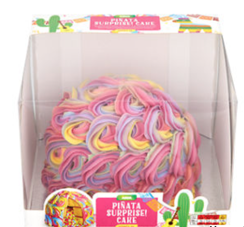 ASDA multicoloured piñata surprise cake filled with multicoloured sprinkles