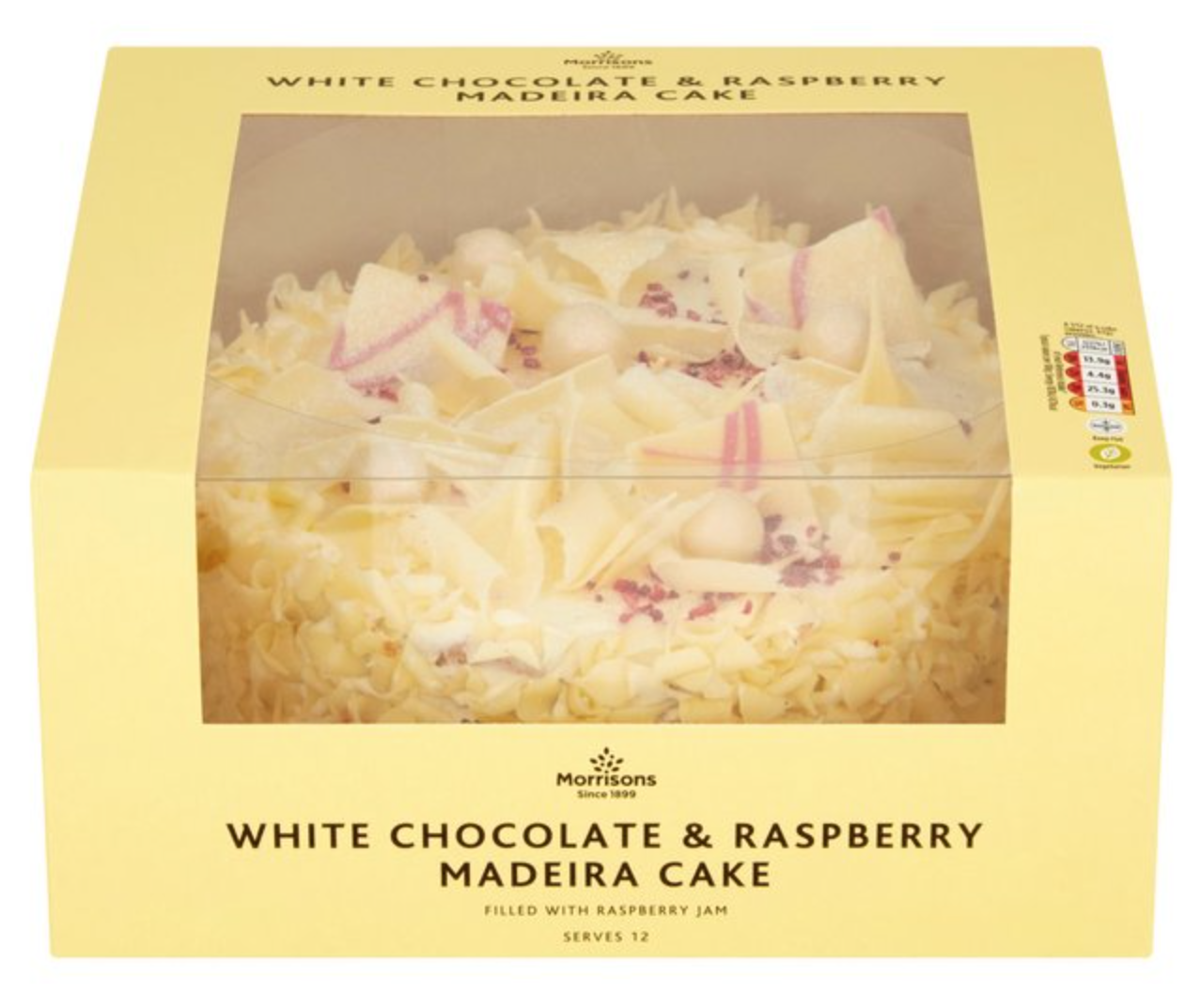 MORRISONS white chocolate and raspberry cake