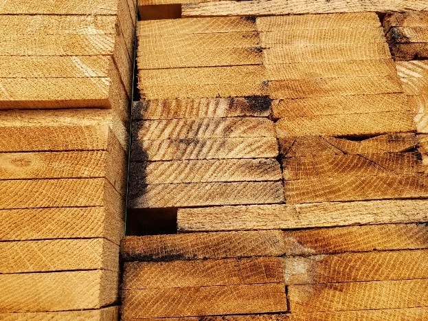 Brown stain discoloration on recycled wood pallet surface