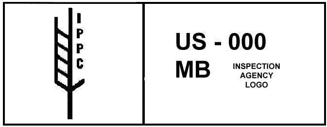 ISPM-15 compliance stamp on heat treated wood pallet