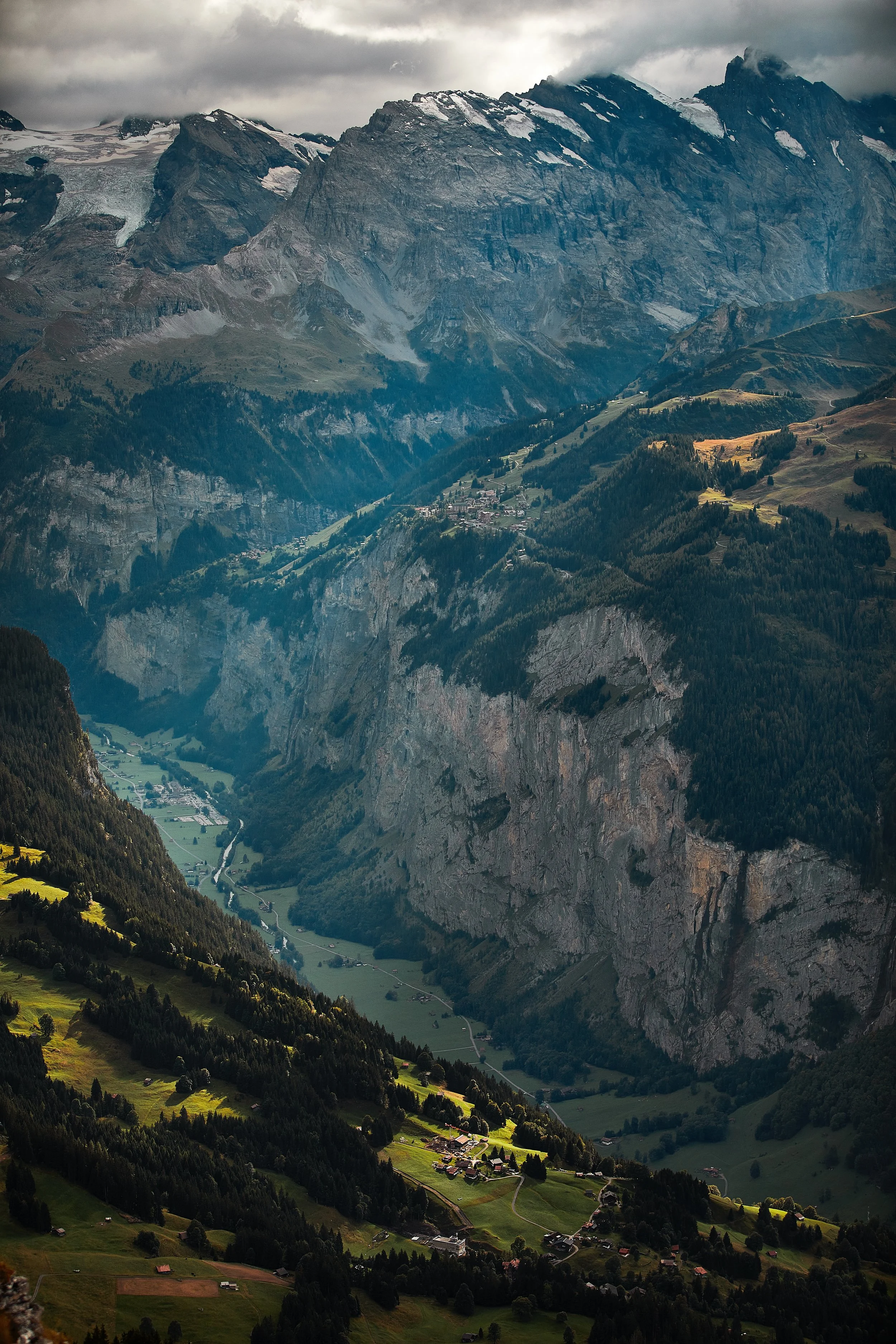 View of the Lauterbrunnen Valley from Wengen, Switzerland