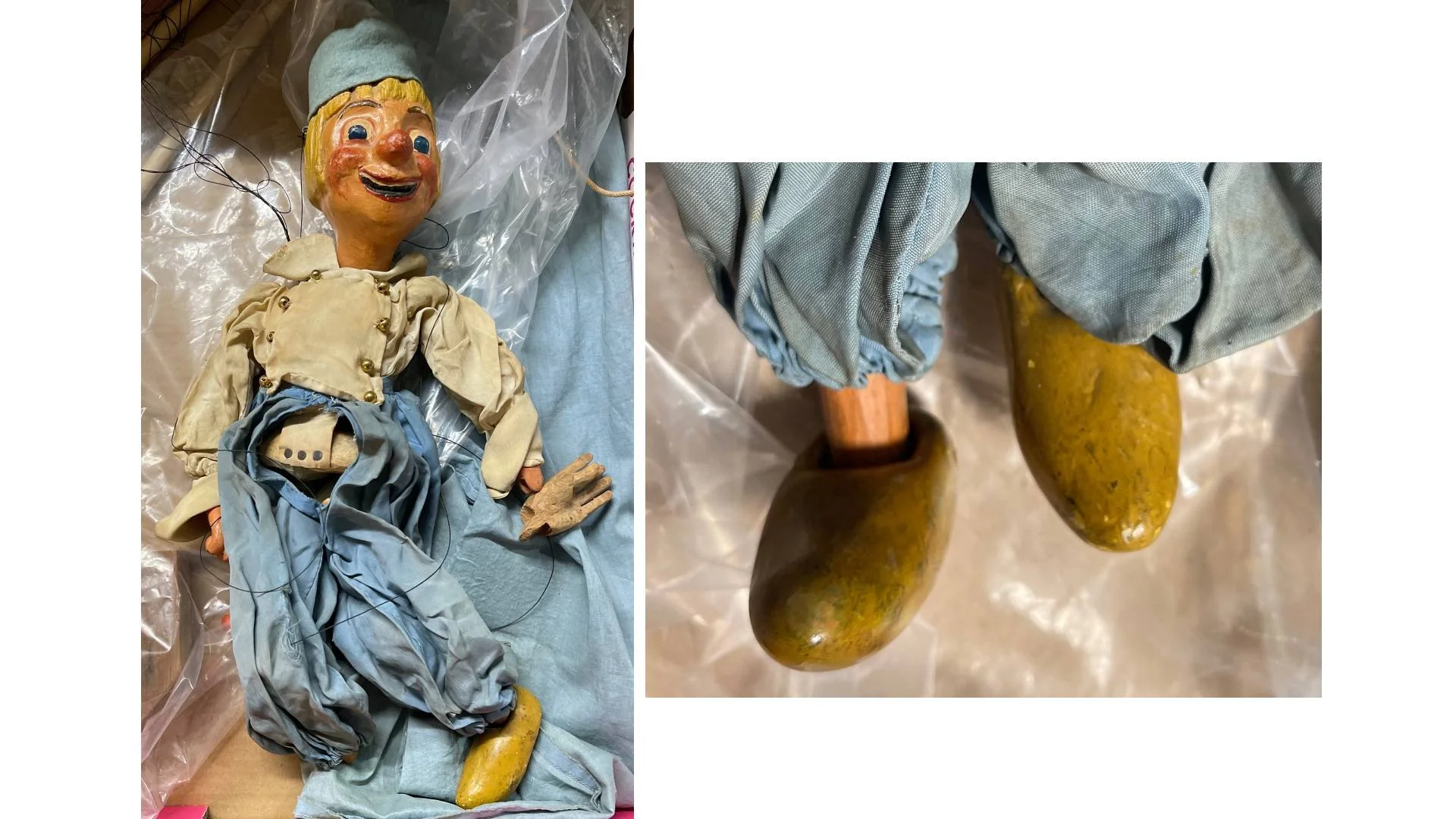  The first puppet Bob Baker made as a teenager. I replaced a missing shoe to match the aged appearance of the other foot. 