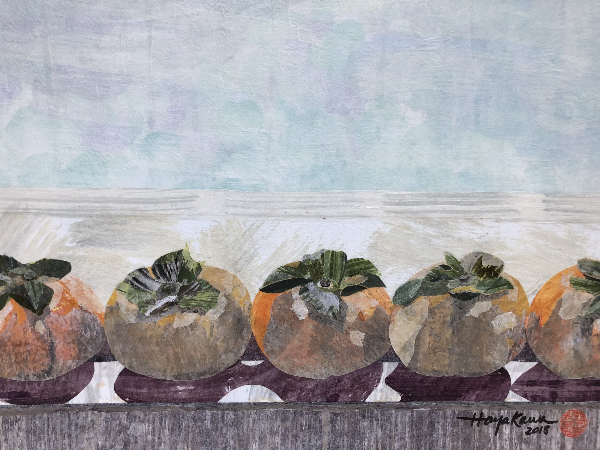 Five Persimmons Sitting Happily on My Windowsill - SOLD