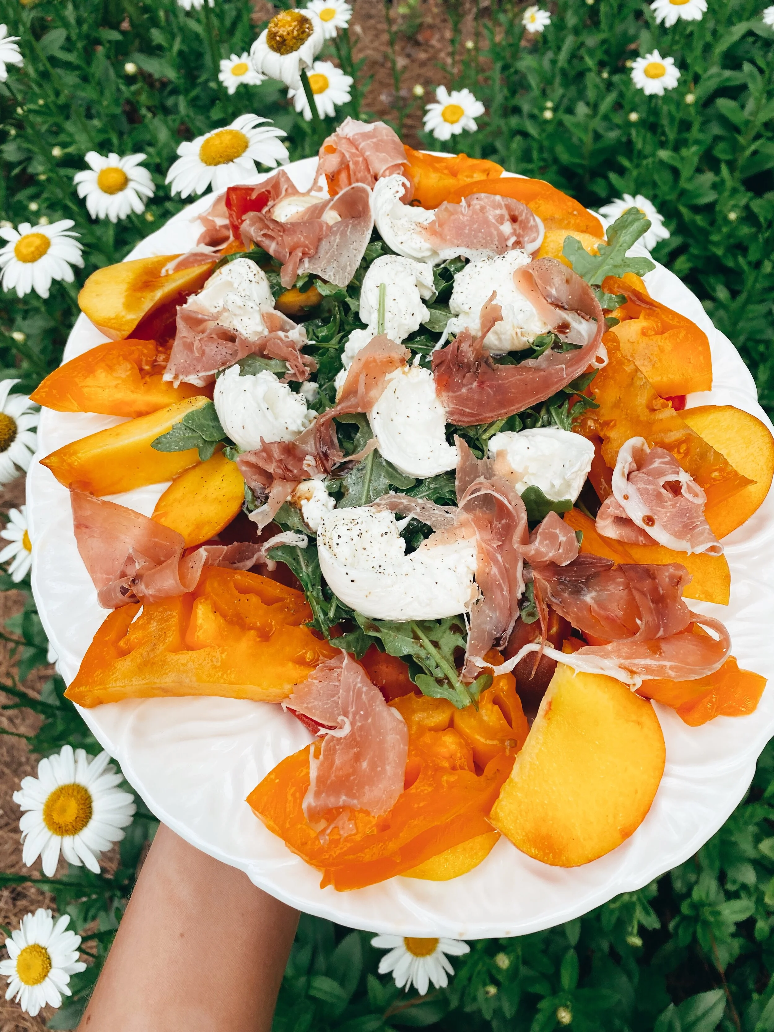 Peach + Tomato + Burrata Salad 