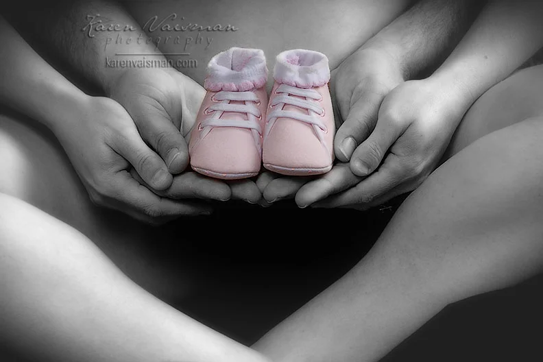 Baby's first shoes portrait