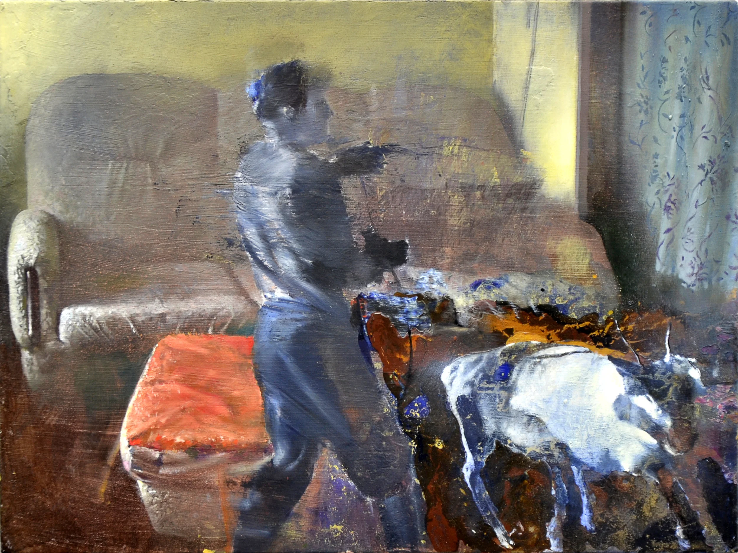 Living room oil and acrylics on canvas, 20 x 30 cm