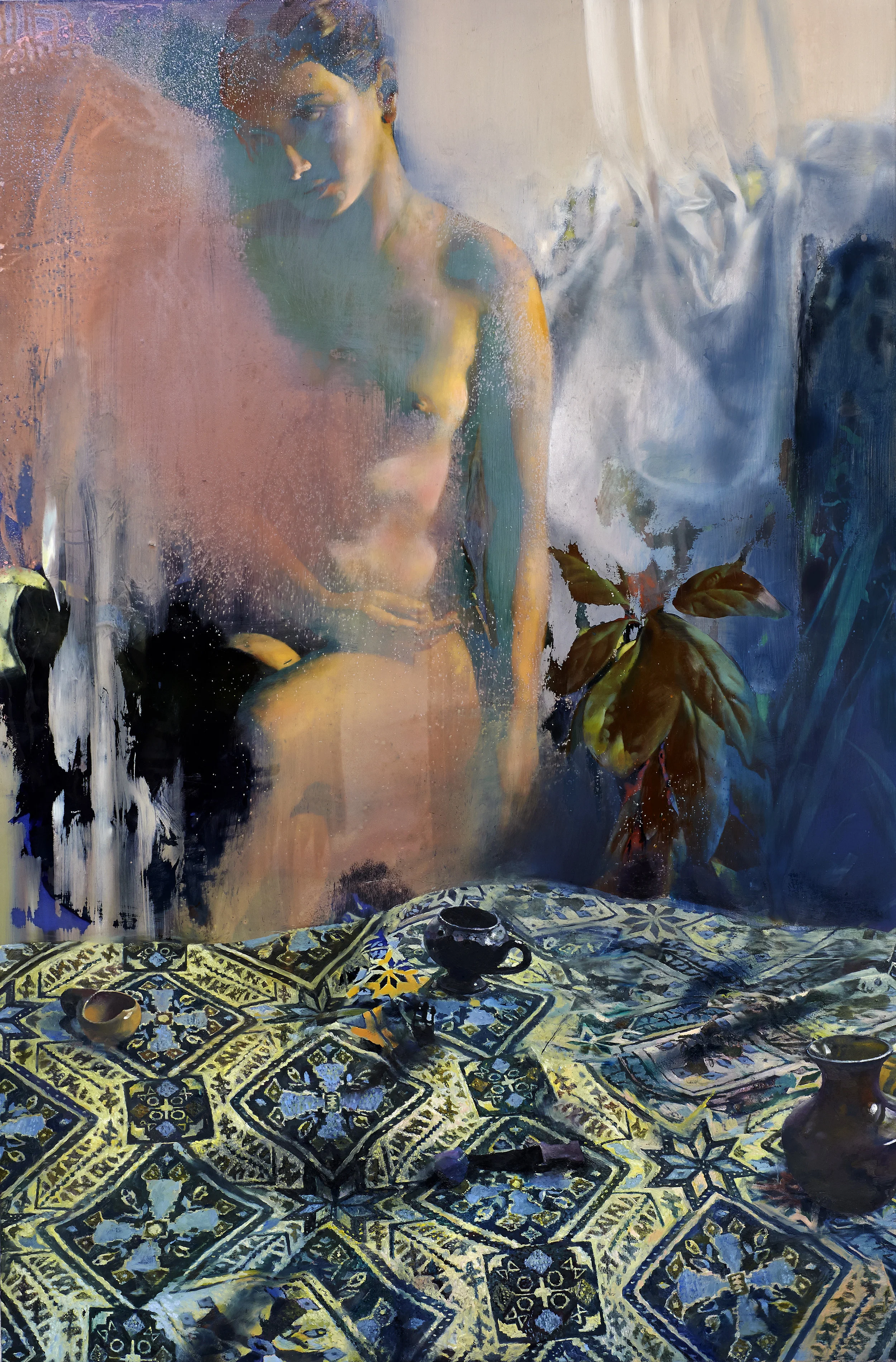 Avocado feeling oil and epoxy resin on canvas, 160 x 110 cm