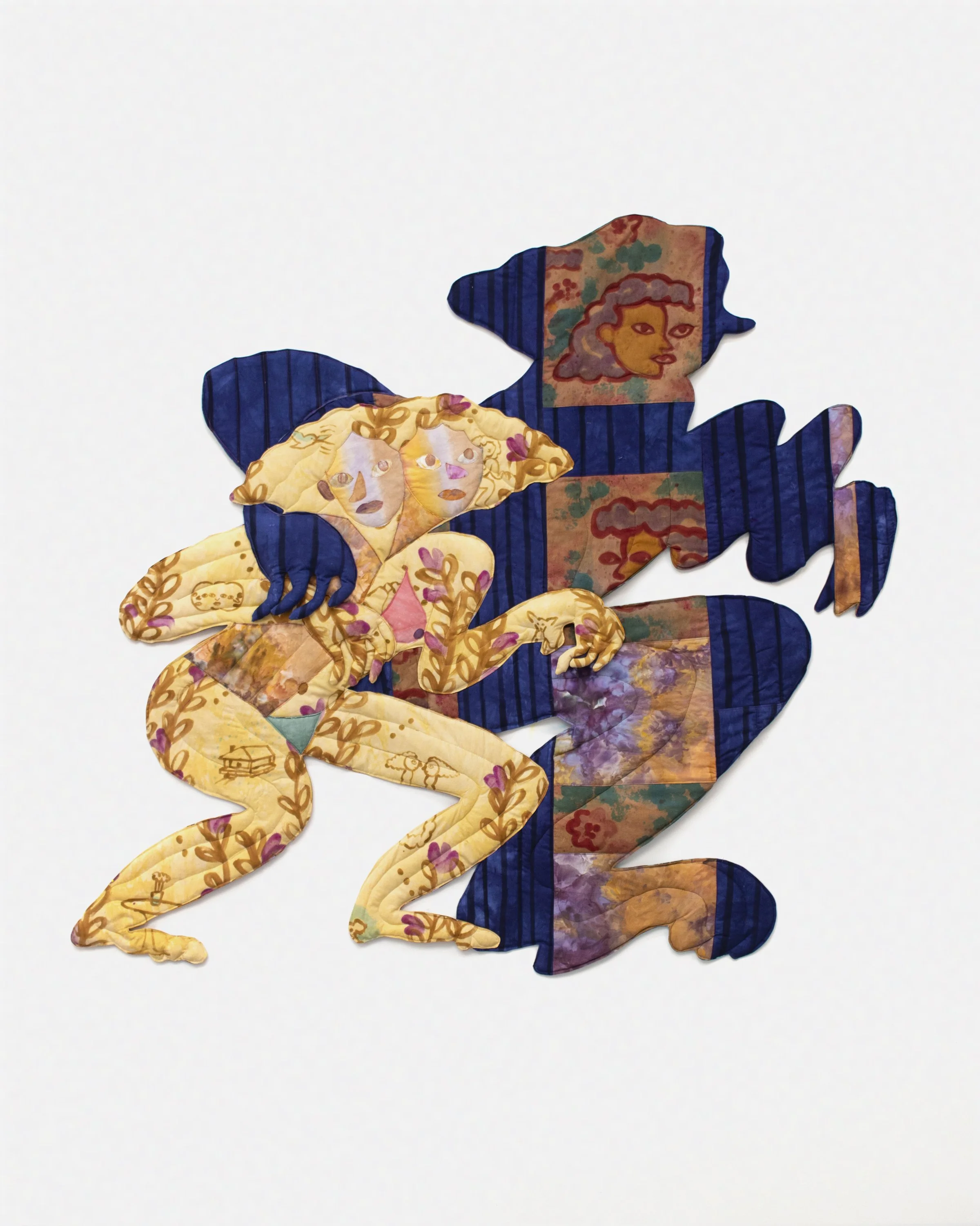   Sola ni de Noche ni de Dia , 2026. Dyed and printed fabric, thread,&nbsp;batting and stuffing. 61 ½ x 57 inches (156.21 x 144.78 cm) 