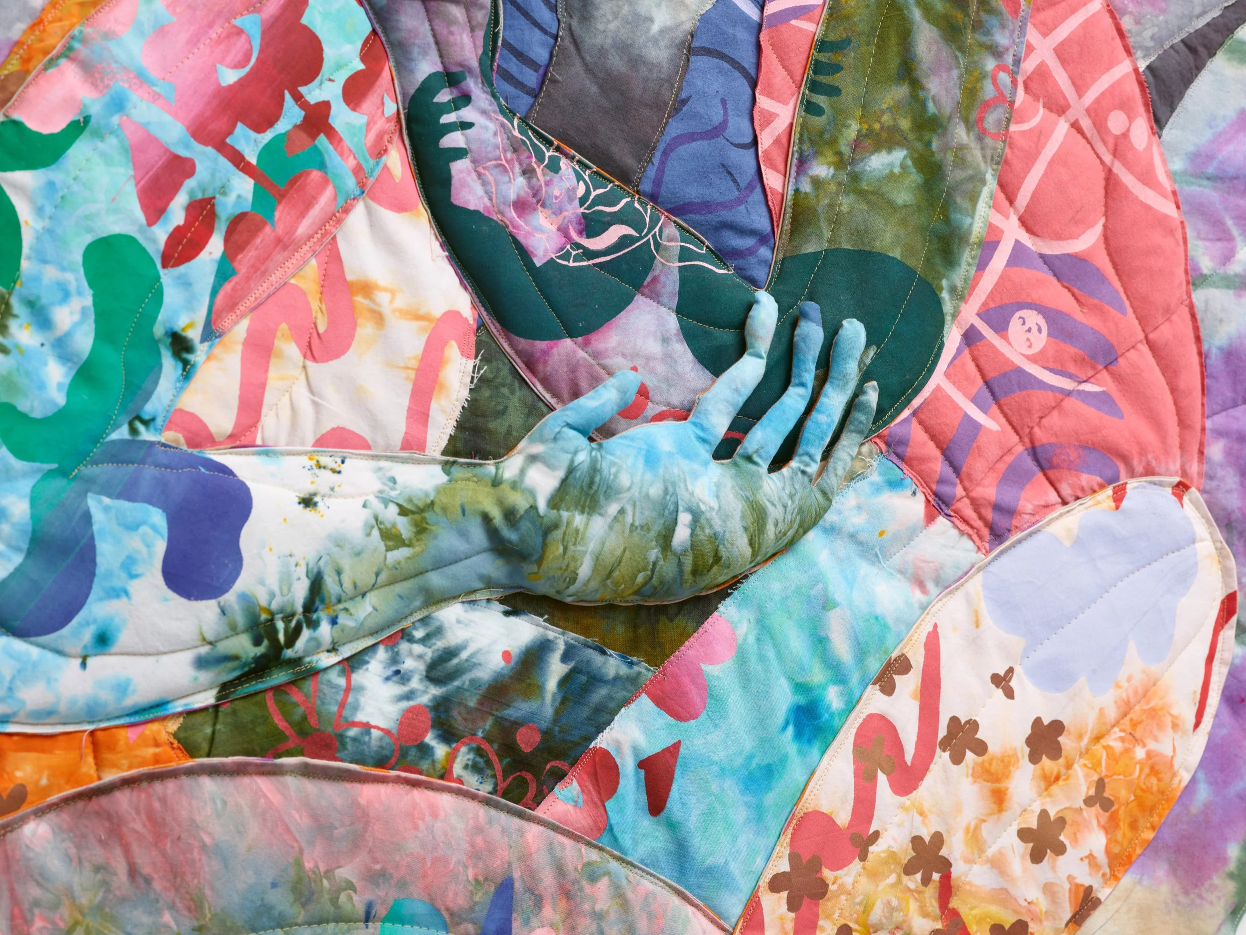   Otra Vez,  2025. Hand dyed and screen printed fabric, thread and batting.&nbsp;45 x 56 in (114.3 x 142.2 cm) 