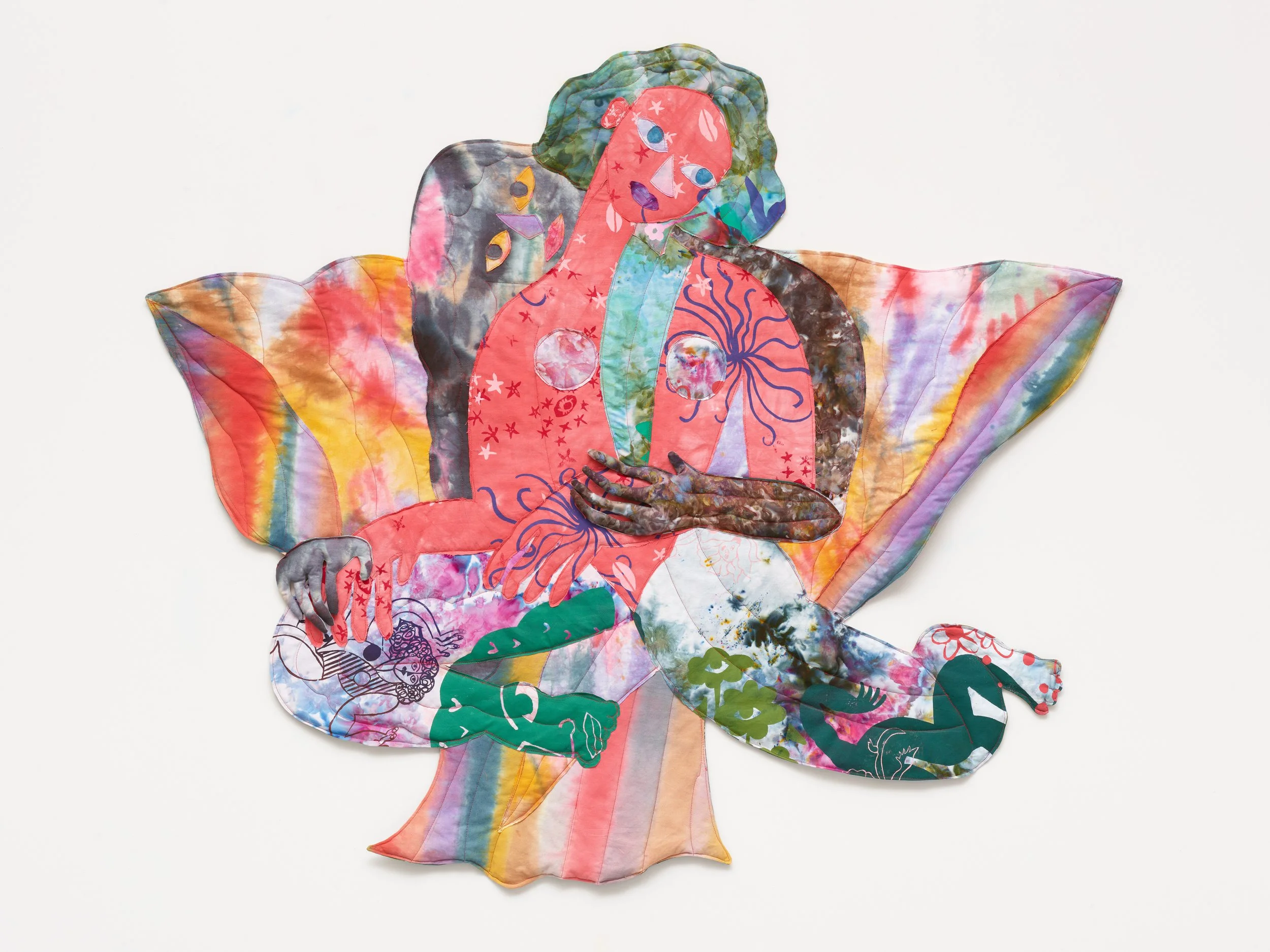   Te Dejé Quererme , 2025. Hand dyed and screen printed fabric, thread and batting&nbsp;47 1⁄2 x 55 1⁄2 in ( 120.7 x 141 cm) 