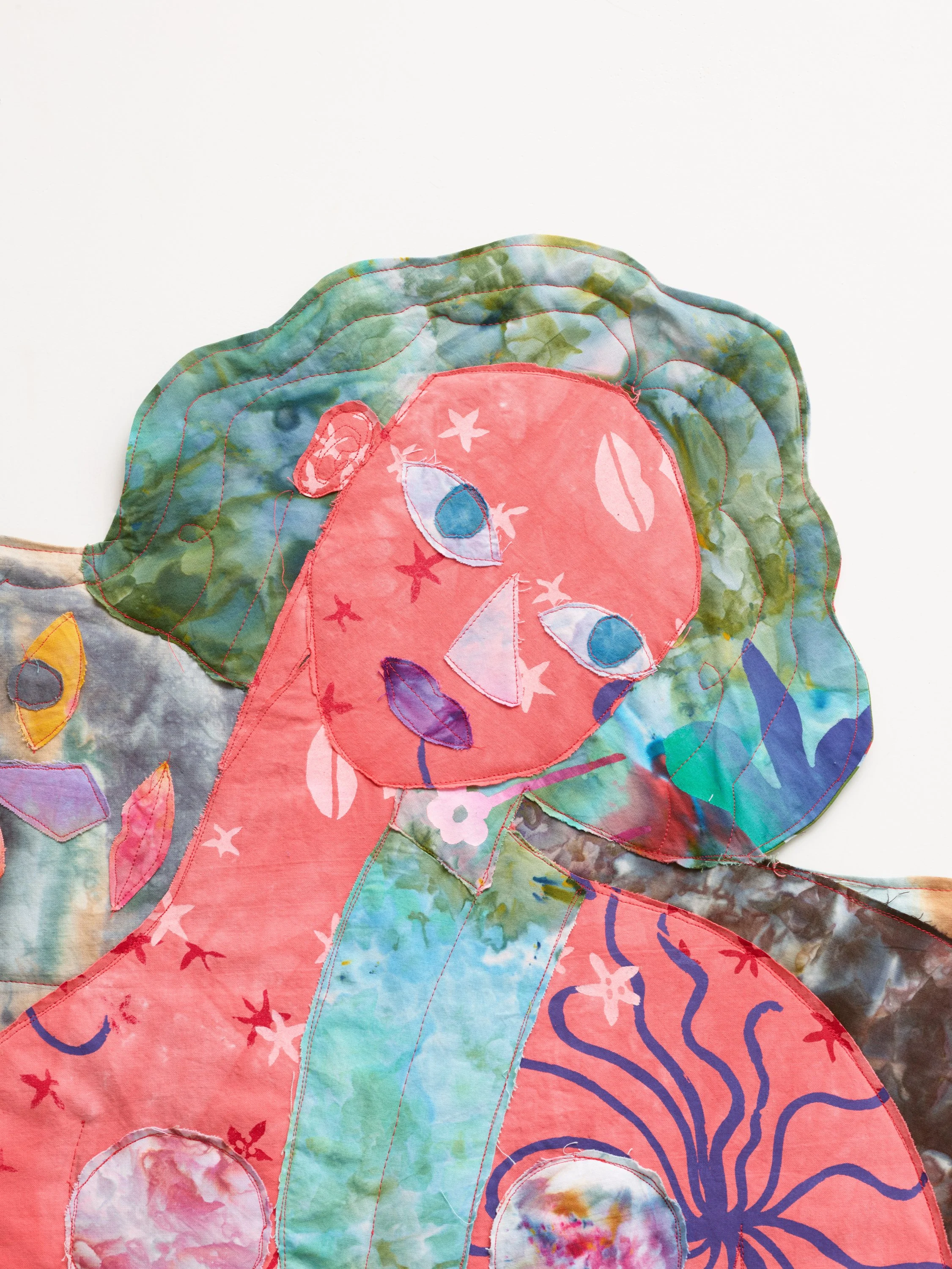   Te Dejé Quererme , 2025. Hand dyed and screen printed fabric, thread and batting&nbsp;47 1⁄2 x 55 1⁄2 in ( 120.7 x 141 cm) 