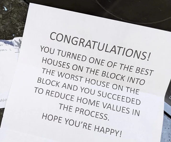 🚨Please Read!🚨Please Share!🚨One of our best clients and their meadow just received this anonymous hate mail!  This is in addition to drive-by harassment from people who do not approve of the wildflower meadow that we have created together.  The in