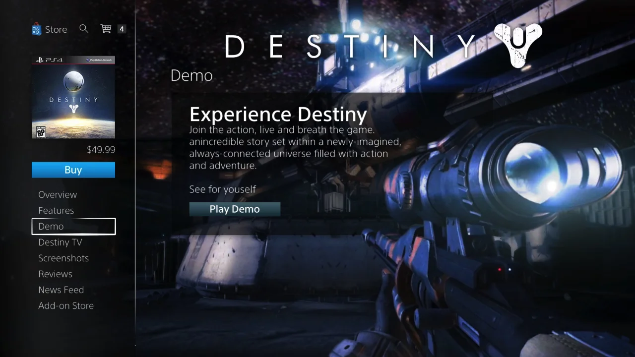Destiny PS4 Store
