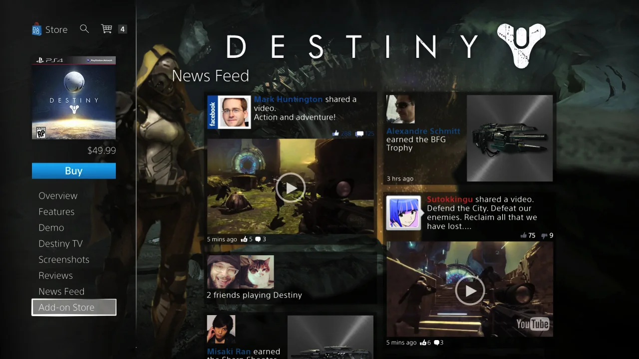 Destiny PS4 Feeds