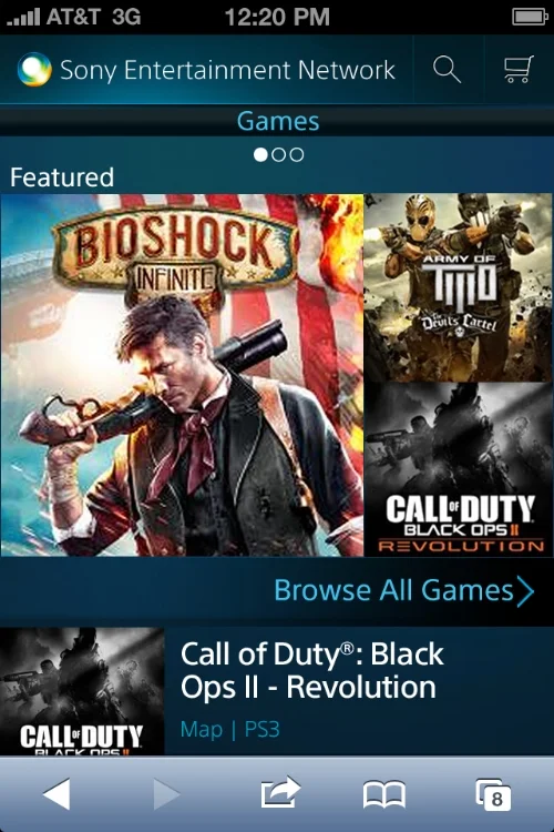 Game Landing with swipe